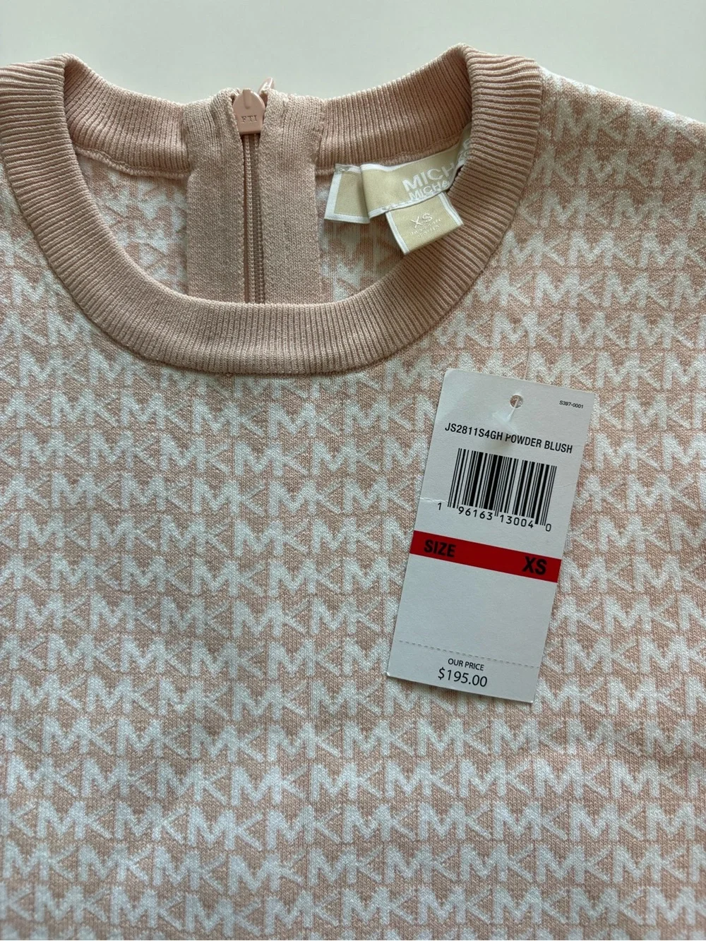 Michael Kors Powder Blush MK Jacquard Crewneck Sweater